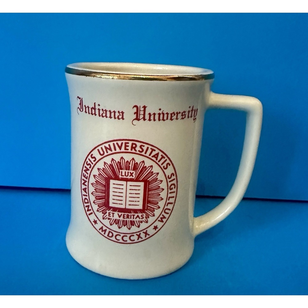 W.C. Bunting Co.-White/Red "INDIANA UNIVERSITY" School Seal-4.25"Tankard/Mug